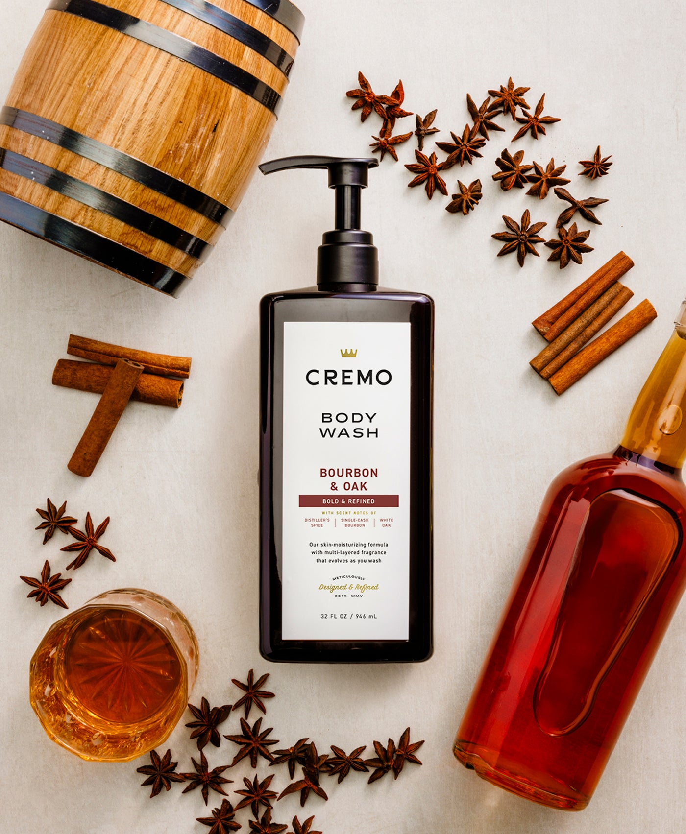 Cremo Bourbon & Oak Body Wash