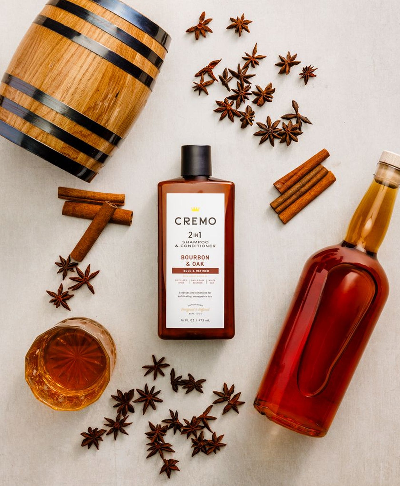 Quality 2-in-1 Bourbon & Oak Shampoo & Conditioner for Men | Cremo