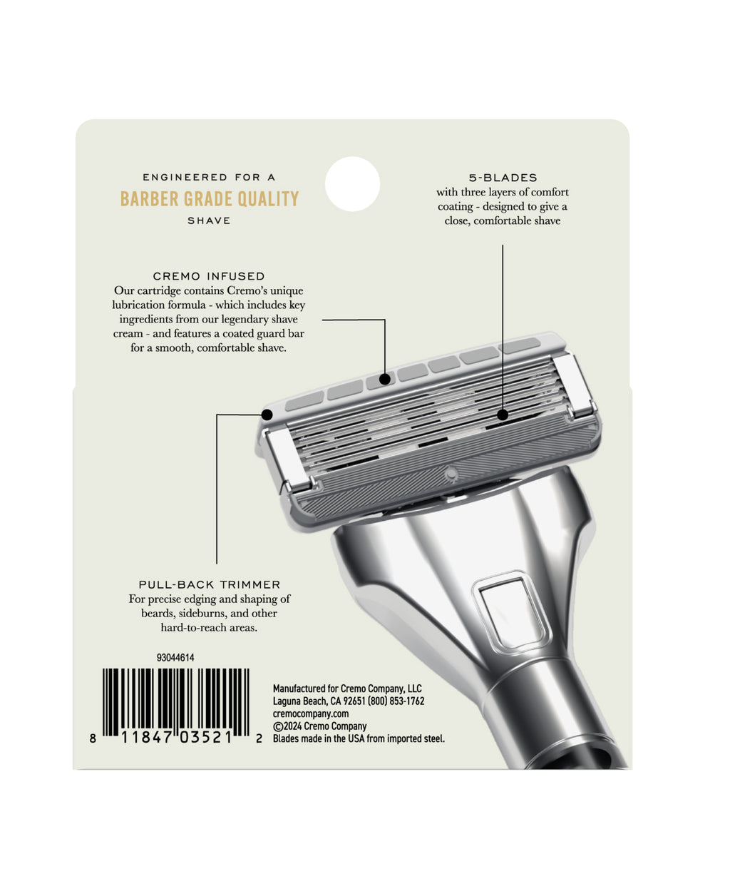 Cremo Reeusable Razor Cremo Barber Grade Razor Refills