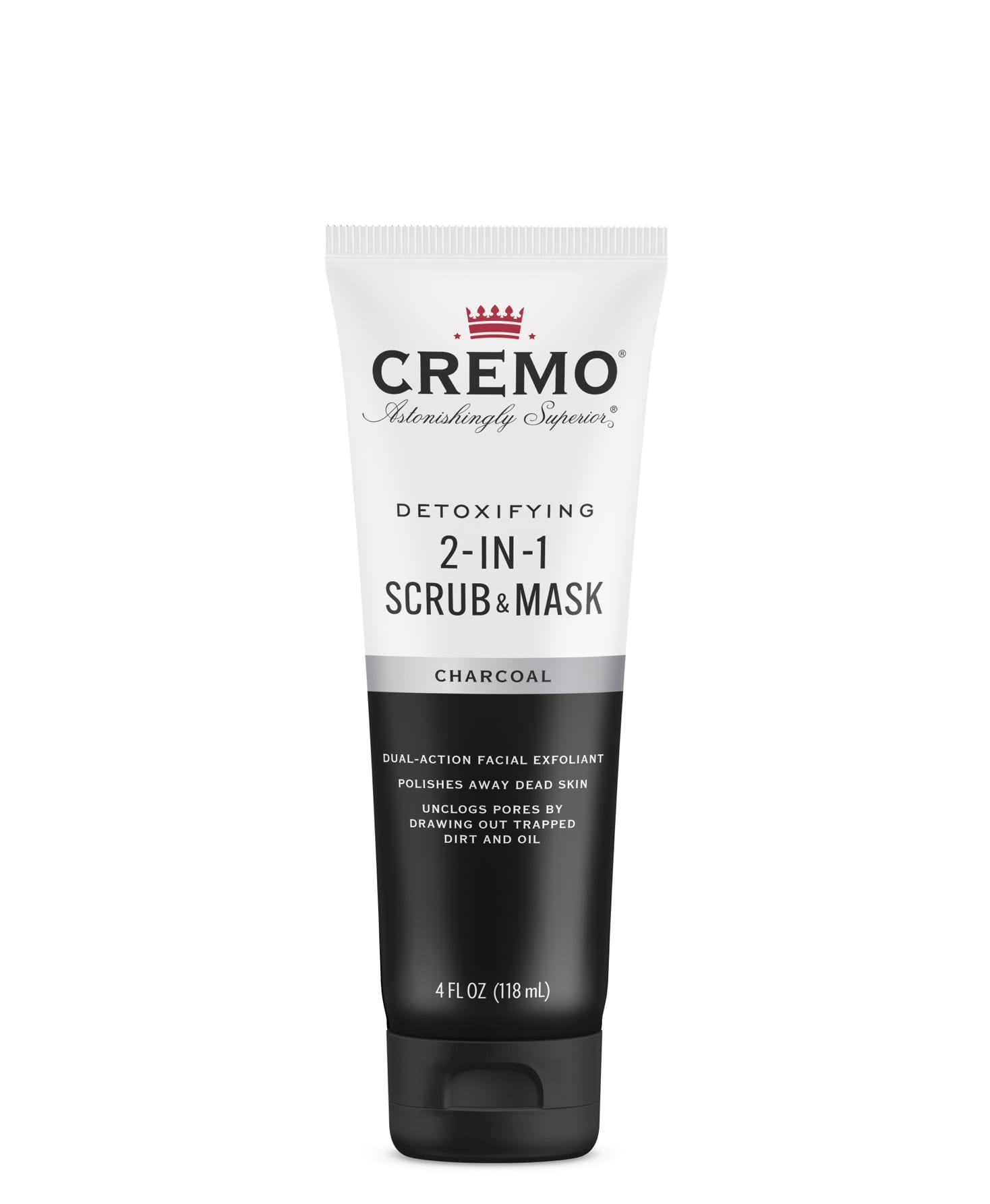 Cremo Scrub & Mask, Detoxifying, 2-in-1, Charcoal - 4 fl oz